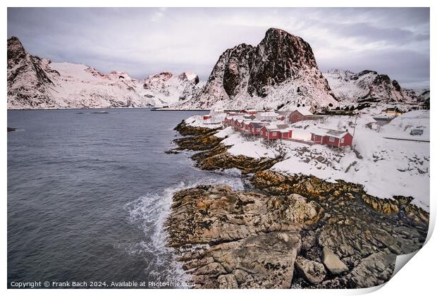 Hamnoy on Lofoten, Wiev over the small town, Norway Print by Frank Bach