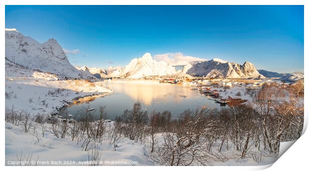 Lofoten Rein panorama over the fishing village, Norway Print by Frank Bach