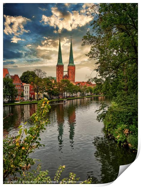 Old hanseatic town Lubeck in panorama, Germany Print by Frank Bach