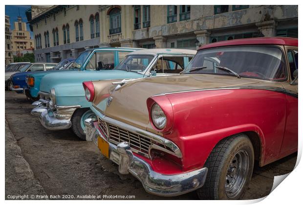 Classic old time cars in Havana, Cuba Print by Frank Bach