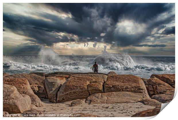 Surfer waiting for the right moment near Yallingup Print by Frank Bach