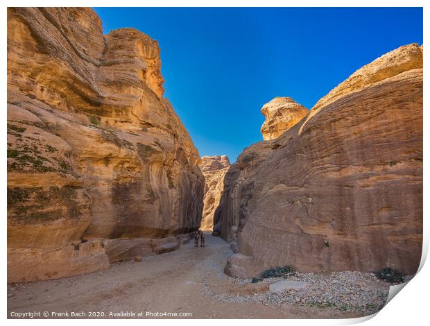 Entrance to Petra through the gorge Siqh Print by Frank Bach