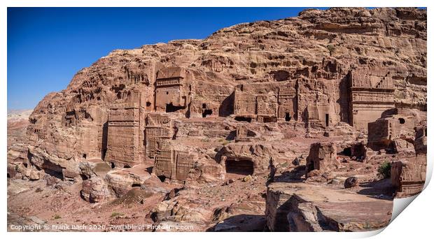Dwellings homes in Petra lost city  Print by Frank Bach