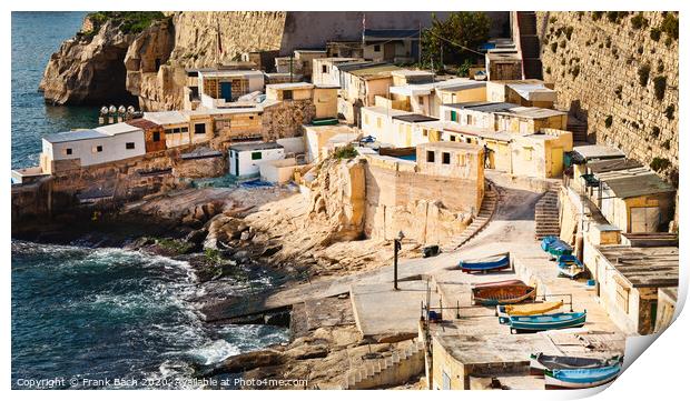 Fishermens huts in Valletta, Malta Print by Frank Bach