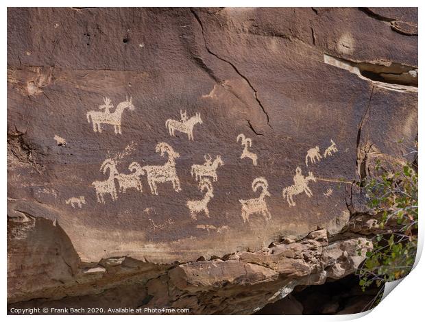 Petroglyphs in Arches national monument, Utah  Print by Frank Bach