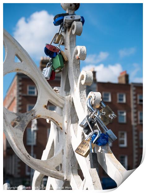 Halfpenny bridge lockers in Dublin, Ireland Print by Frank Bach