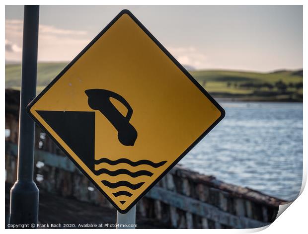 Warning sign car in water Print by Frank Bach