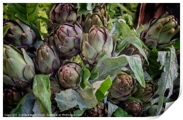 Artichokes for sale on a farmers market in Rome, Italy Print by Frank Bach