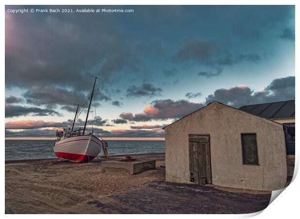 Lildstrand landing place for coastal fishing vessels in rural De Print by Frank Bach