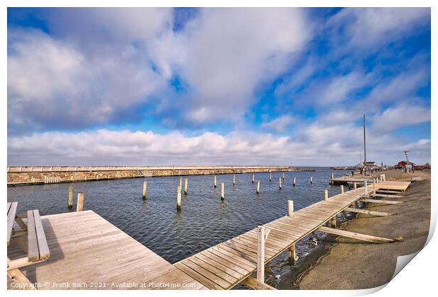 King Frederik VII canal in Loegstoer harbor in rural Denmark Print by Frank Bach