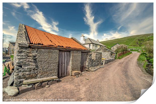 The old hut at Maywick, Shetland  Print by Richard Ashbee