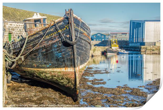 Old Shetland fishing boat, Hays dock, Lerwick, She Print by Richard Ashbee