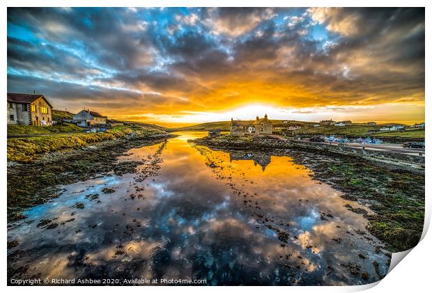 Sunset at Burra, Shetland Print by Richard Ashbee