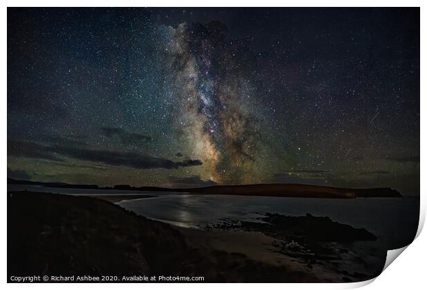 Milky Way over St Ninian's Isle, Shetland Print by Richard Ashbee