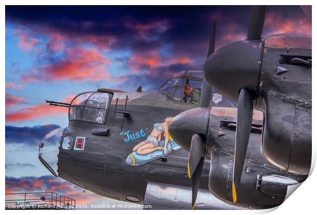 RAF Lancaster Sunset Print by Richard Ashbee