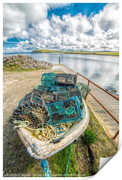 A Shetland boat full of creels Print by Richard Ashbee