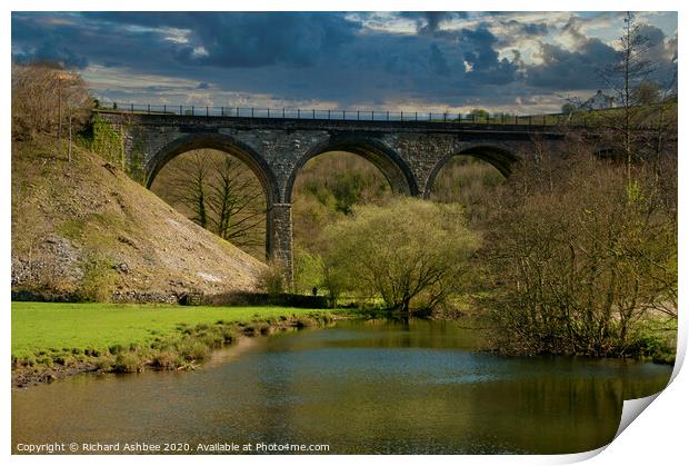 Monsal Dale viaduct and the River Wye Print by Richard Ashbee