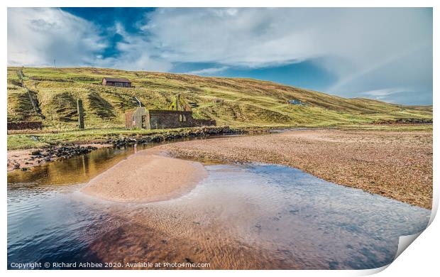 Old fishing station at Heylor Shetland Print by Richard Ashbee