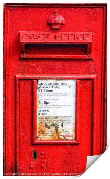 Red post box Print by Richard Ashbee