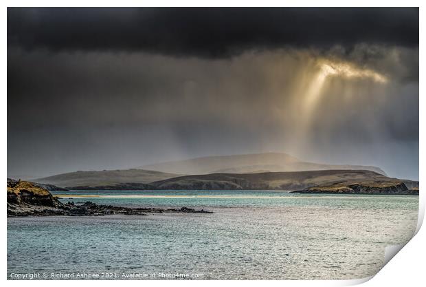 The light is outpoured on St Ninian's Isle Print by Richard Ashbee