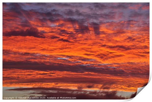 Fiery sky in the morning Print by Alasdair Mackenzie
