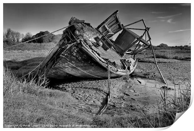 Abandoned Boat, Heswall Shore, Wirral Print by Peter Lovatt  LRPS