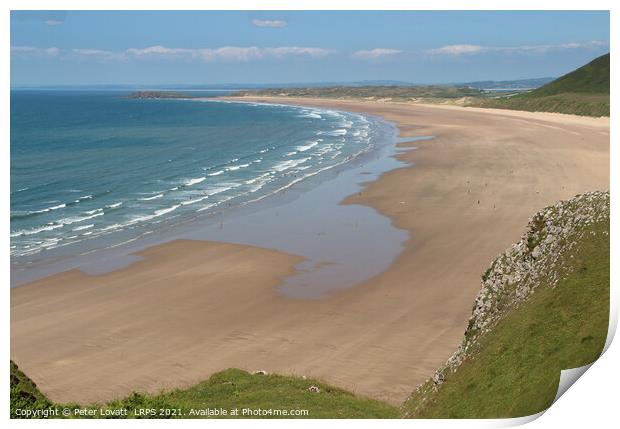 Rhossili beach on the Gower Peninsula, South Wales Print by Peter Lovatt  LRPS