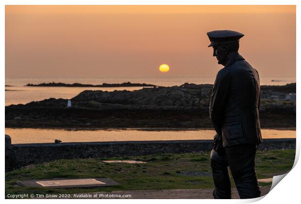 Sunset Statue of Admiral Sir Max Horton Rhosneigr Print by Tim Snow