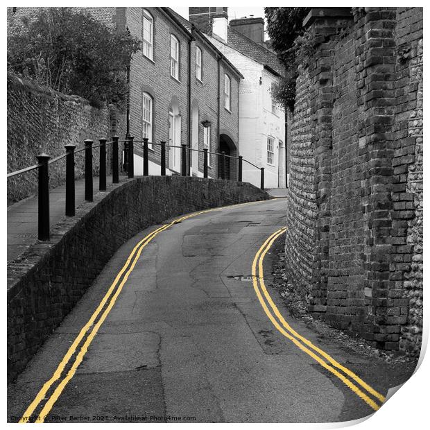 Yellow lines on Arundel Street Print by Peter Barber