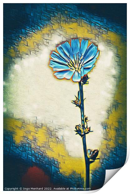 Blue and lonesome flower Print by Ingo Menhard