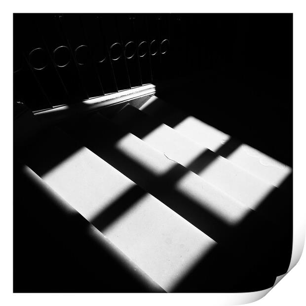 Shadow play in the old staircase Print by Ingo Menhard