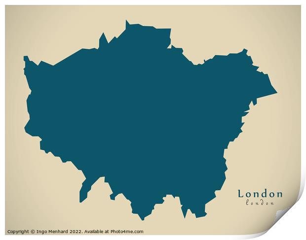 Modern Map - London UK design Print by Ingo Menhard