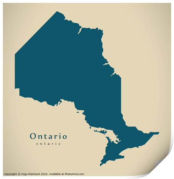 Modern Map - Ontario CA Print by Ingo Menhard