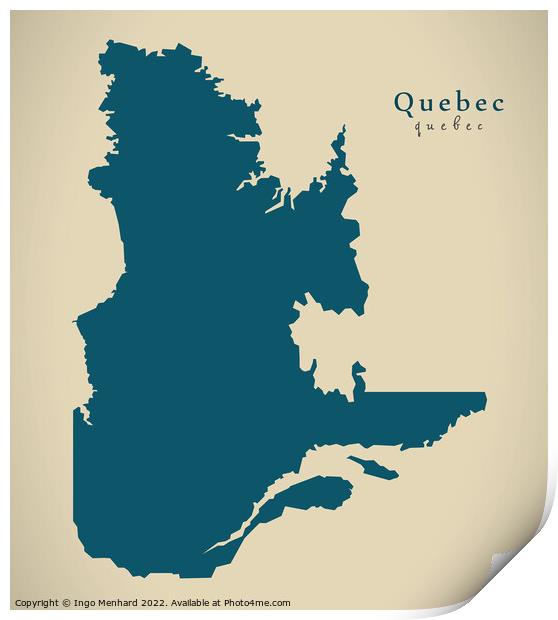 Modern Map - Quebec CA Print by Ingo Menhard