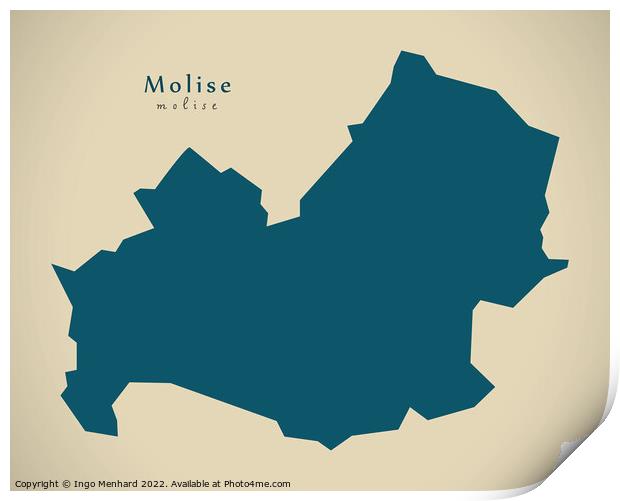 Modern Map - Molise IT Italy Print by Ingo Menhard