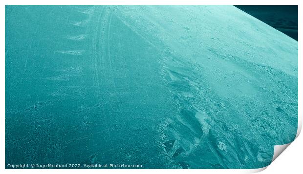 Closeup of an icy front car window Print by Ingo Menhard