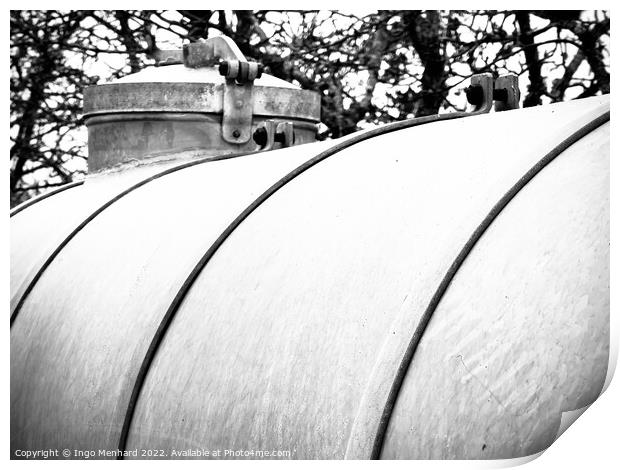 Grayscale shot of a watering tank in a park Print by Ingo Menhard