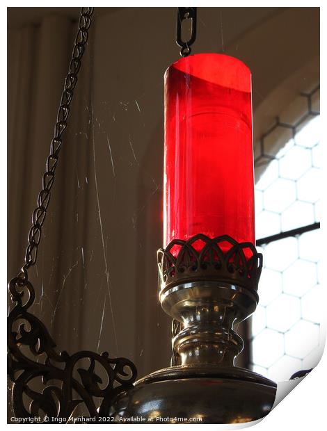 The red church candle with spider webs Print by Ingo Menhard