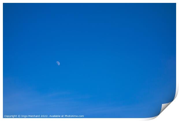 Beautiful shot of a peaceful blue sky and a moon Print by Ingo Menhard