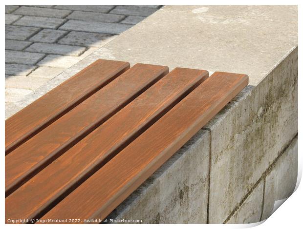A part of a wooden bench in the park Print by Ingo Menhard
