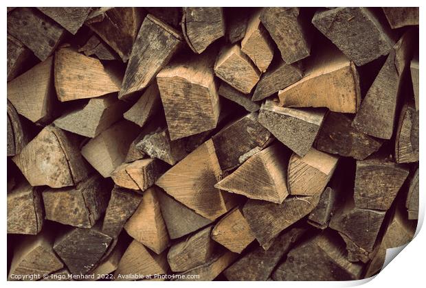 Closeup shot of pieces of wood stacked on each other Print by Ingo Menhard