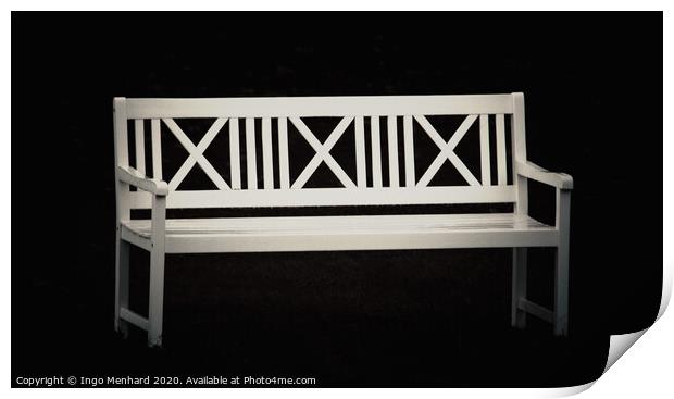 The lonely white bench Print by Ingo Menhard