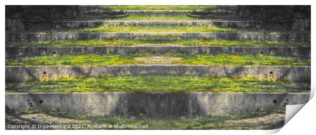 Abstract stone stairs scenery in nature Print by Ingo Menhard