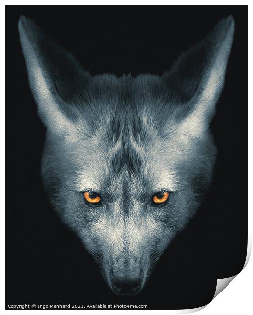 Wolf face portrait Print by Ingo Menhard