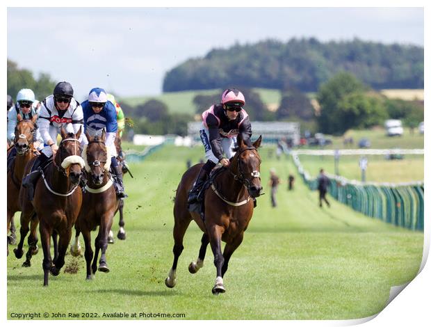 Horse racing at Ayr racecourse Print by John Rae