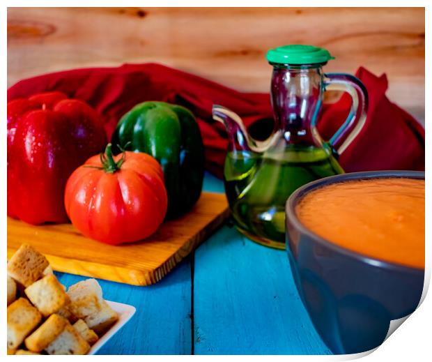 View of gazpacho, a typical Spanish meal Print by Andres Barrionuevo