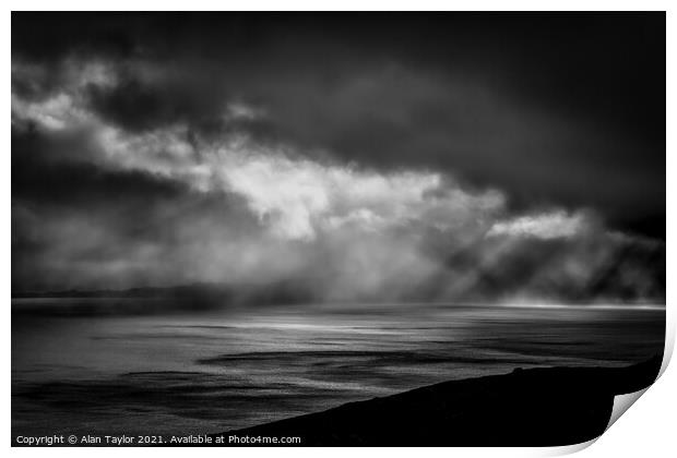 Rain over the Isle of Rona, Scotland Print by Alan Taylor