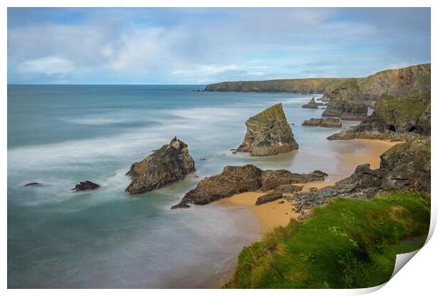 Autumnal Long Exposure at Bedruthan Steps, Cornwal Print by Tracey Turner