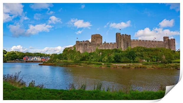 Pembroke Castle Panorama, Pembrokeshire Print by Tracey Turner
