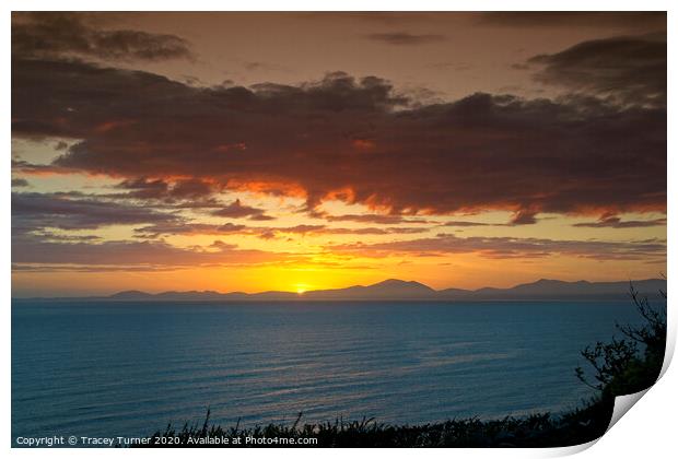 Sunset over the Llyn Peninsula, North Wales Print by Tracey Turner